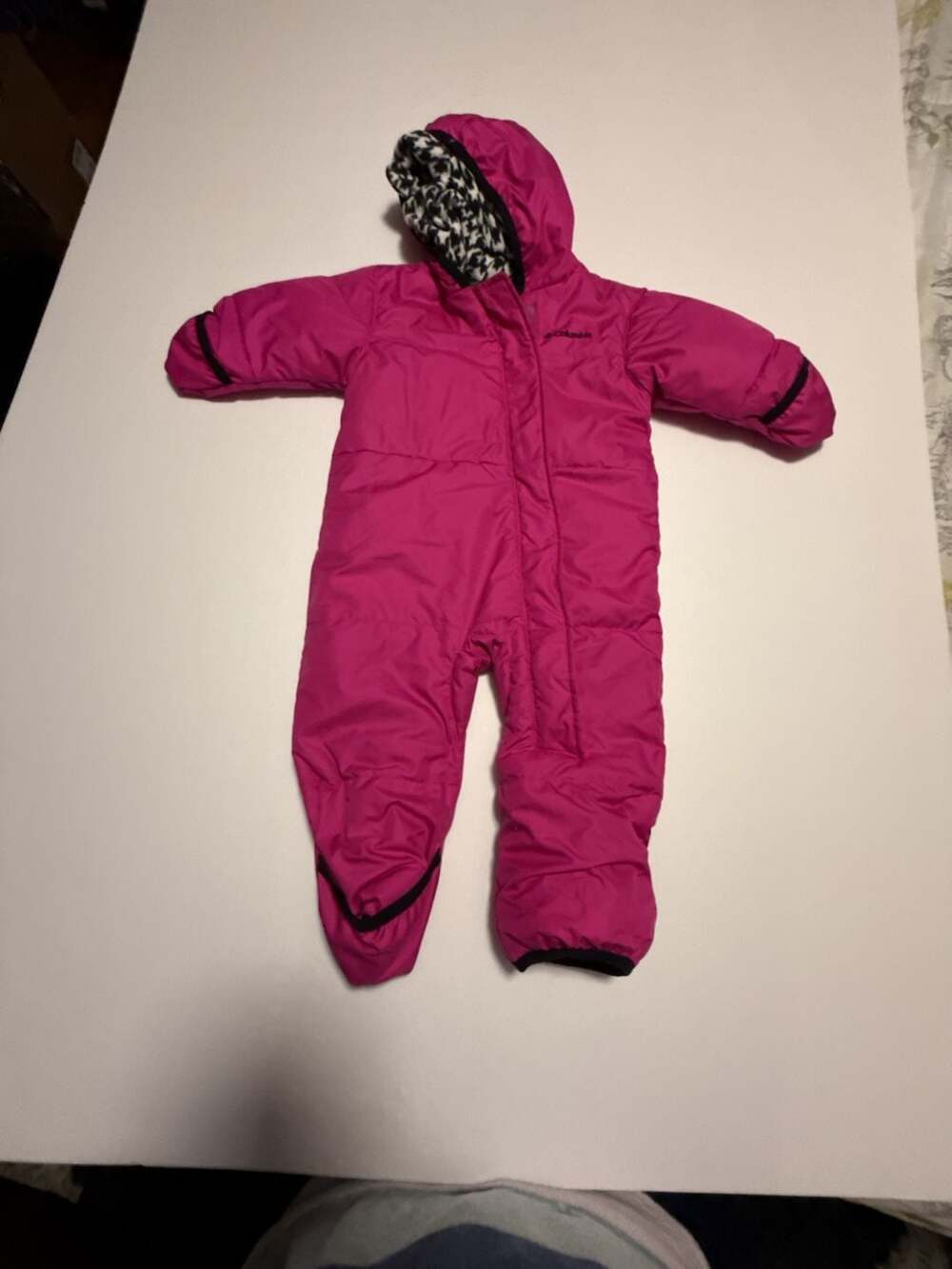 Columbia Infant Bunting Snowsuit Pink Houndstooth Lined 12-18 Months